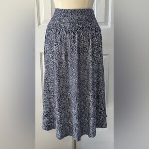 Hilary Radley Blue White Dot Elastic Waist Midi Skirt – Size L